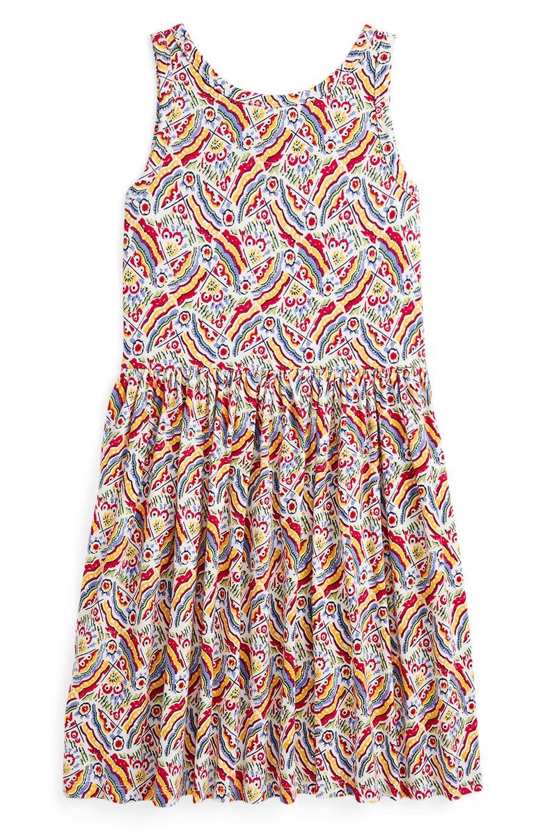 Polo Ralph Lauren Kids' Floral Print Cotton Jersey Dress, Alternate, color, Colorful Retro Print