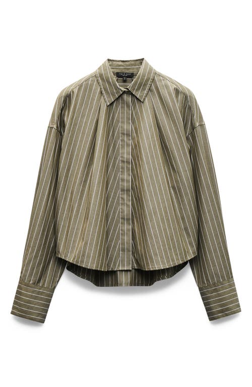 Rag & Bone Martha Stripe Cotton Poplin Button-up Shirt In Green