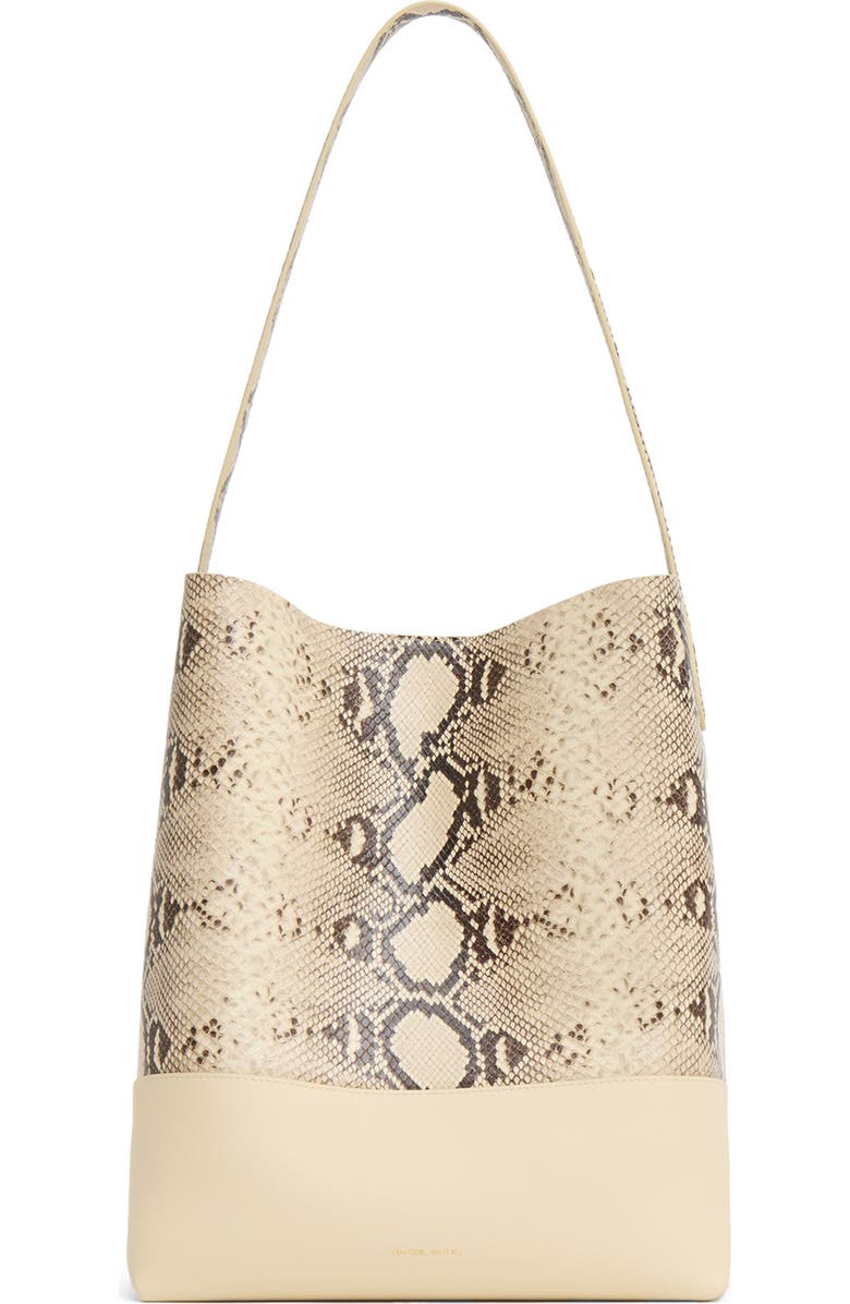 Mansur Gavriel Everyday Cabas Snakeskin Embossed Leather Tote, Main, color, Roccia/ Jasmine