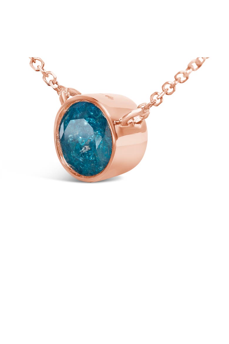 14K Rose Gold 2.0 Cttw Bezel Set Blue Diamond Solitaire Pendant Necklace, Alternate, color, Pink