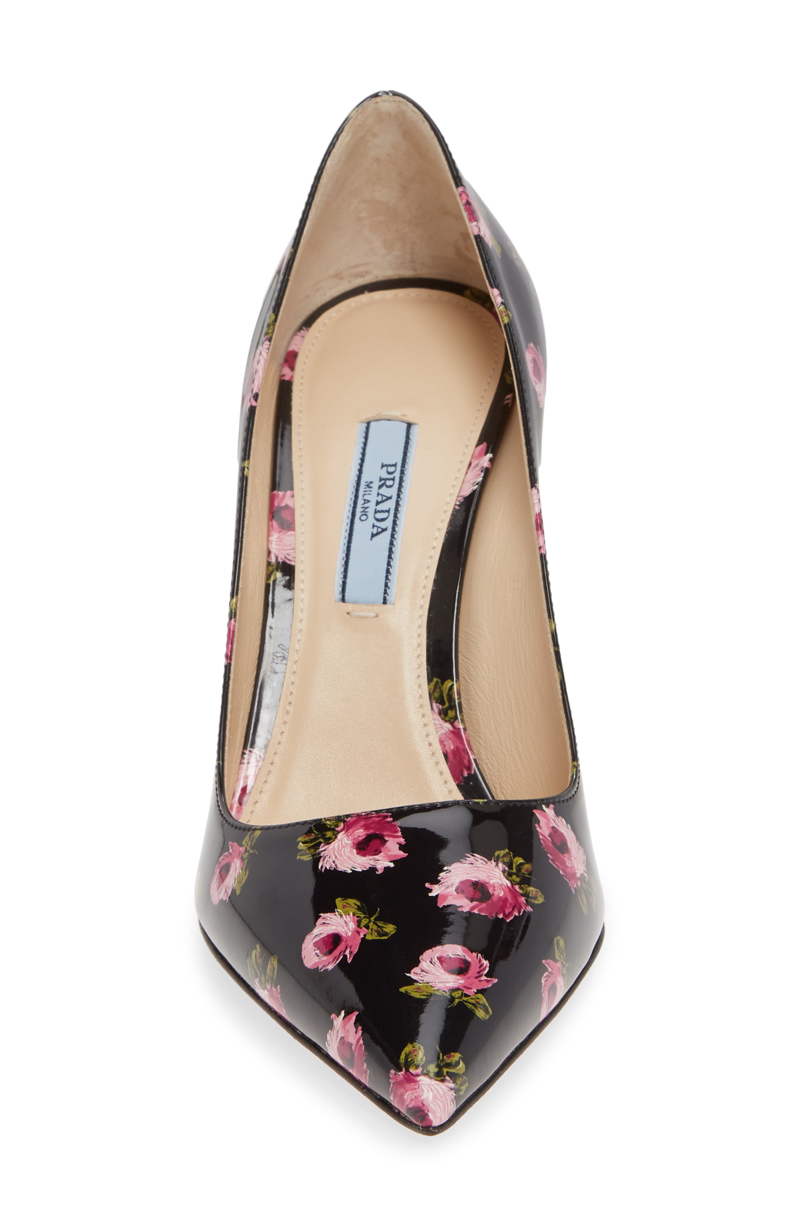 Prada Floral Pointed Toe Pump, Alternate, color, 