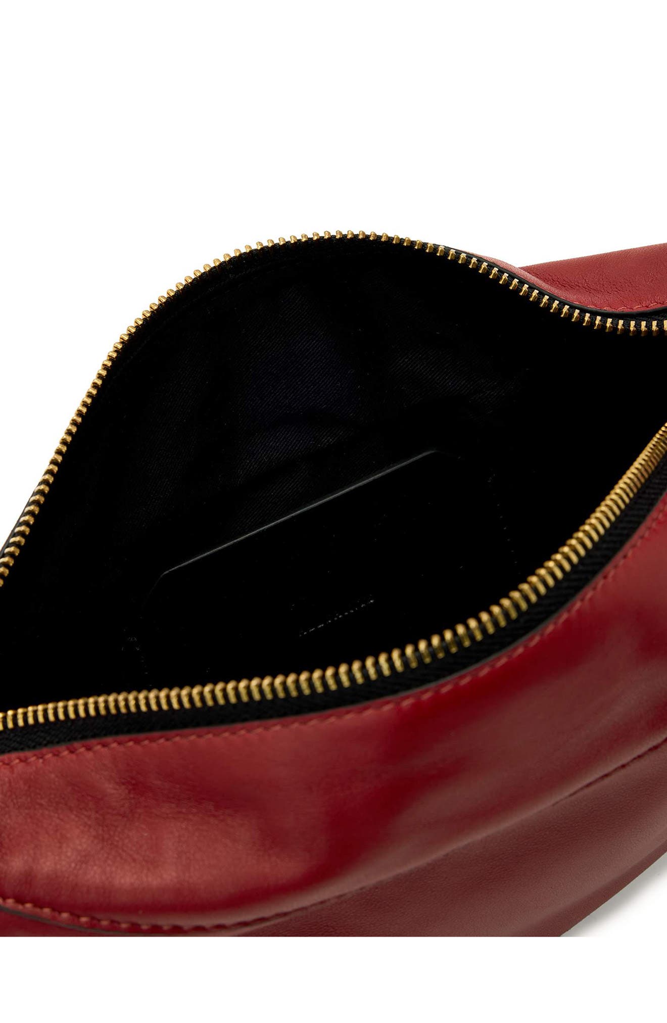 AllSaints Micro Luna Leather Shoulder Bag, Alternate, color, Pyrrole Red