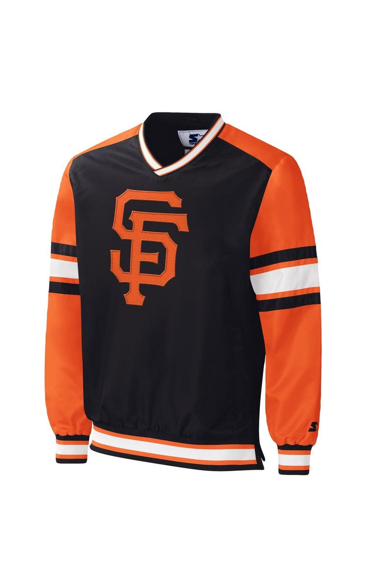 STARTER Men's Starter Black San Francisco Giants Yardline V-Neck Pullover Windbreaker, Alternate, color, Black