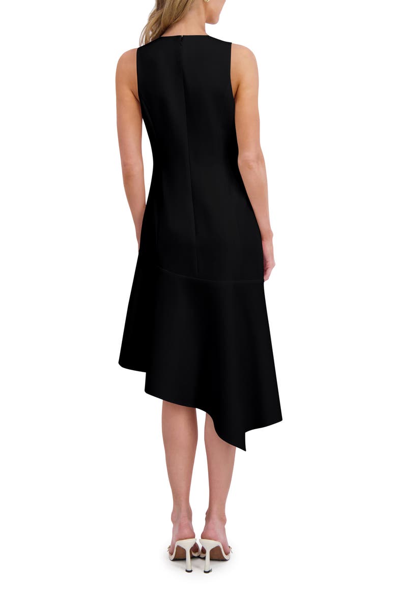 Asymmetric Ruffle Sleeveless Midi Dress, Alternate, color, RICH BLACK