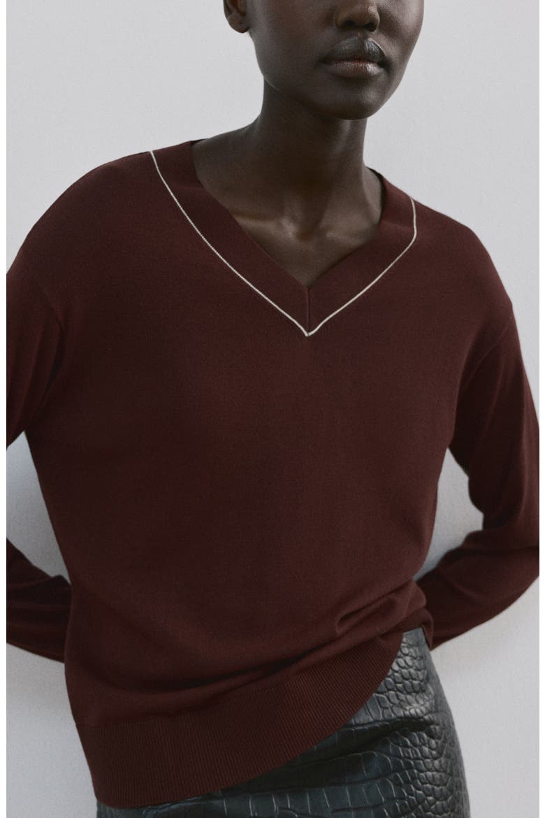 Bert Jersey V-Neck Sweater, Alternate, color, CHOCOLATE