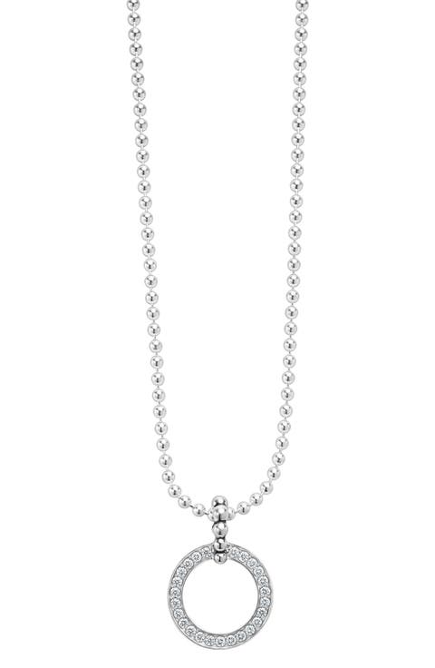 Caviar Spark Diamond Circle Pendant Necklace