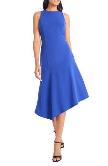Maggy London Sleeveless Asymmetric Hem Midi Dress