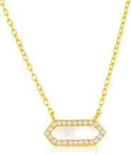 SIMONA Cubic Zirconia Mother-of-Pearl Hexagon Pendant Necklace