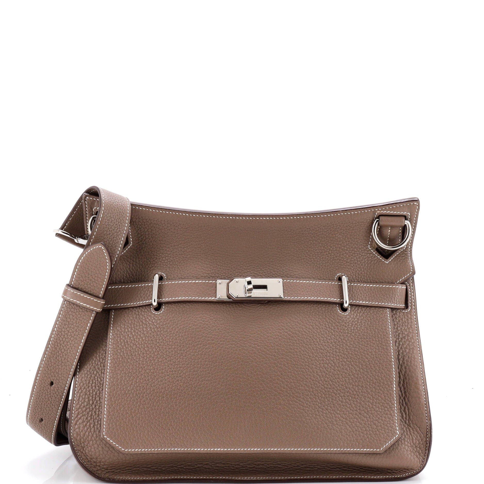 Pre-Owned Hermes Jypsiere Bag Clemence 34, Main, color, Etoupe