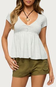 EDIKTED Chere V-Neck Babydoll Top