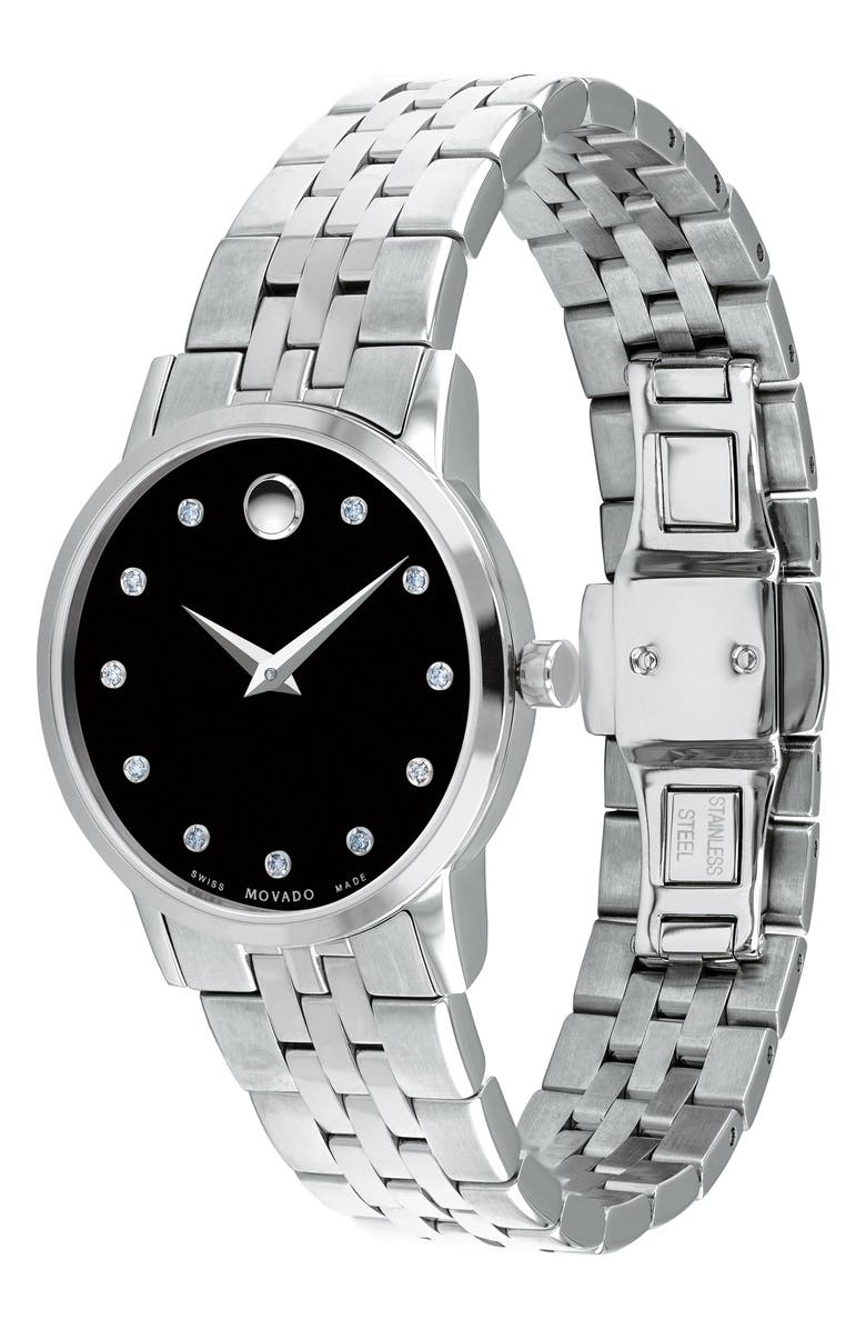 Movado Museum Classic Diamond Bracelet Watch, 28mm, Alternate, color,