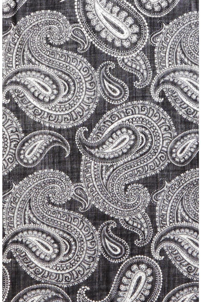 Bandana Paisley Wool Scarf, Alternate, color, BLACK/ IVORY