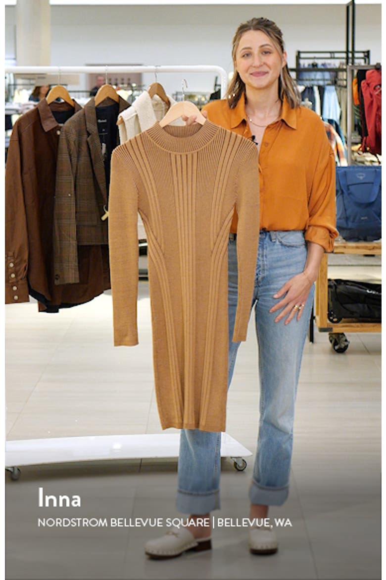 Mari Rib Long Sleeve Sweater Dress video