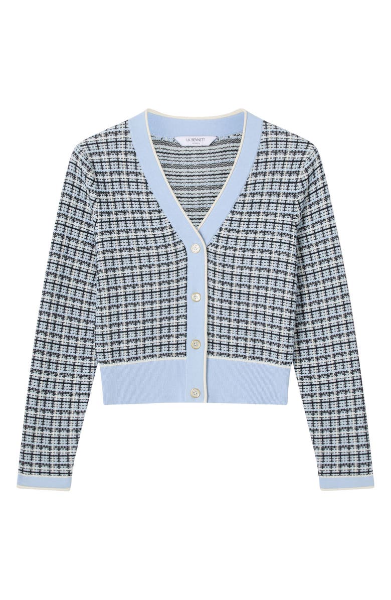 LK Bennett Honey Plaid Cotton Crop Cardigan, Alternate, color, 