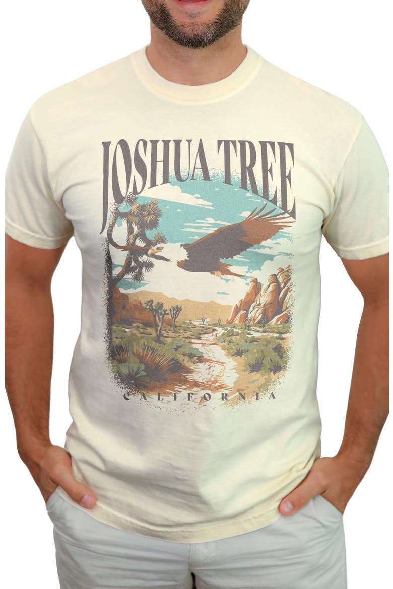 Men's Retro Joshua Tree Eagle Scene Graphic T-Shirt, Main, color, Ivory
