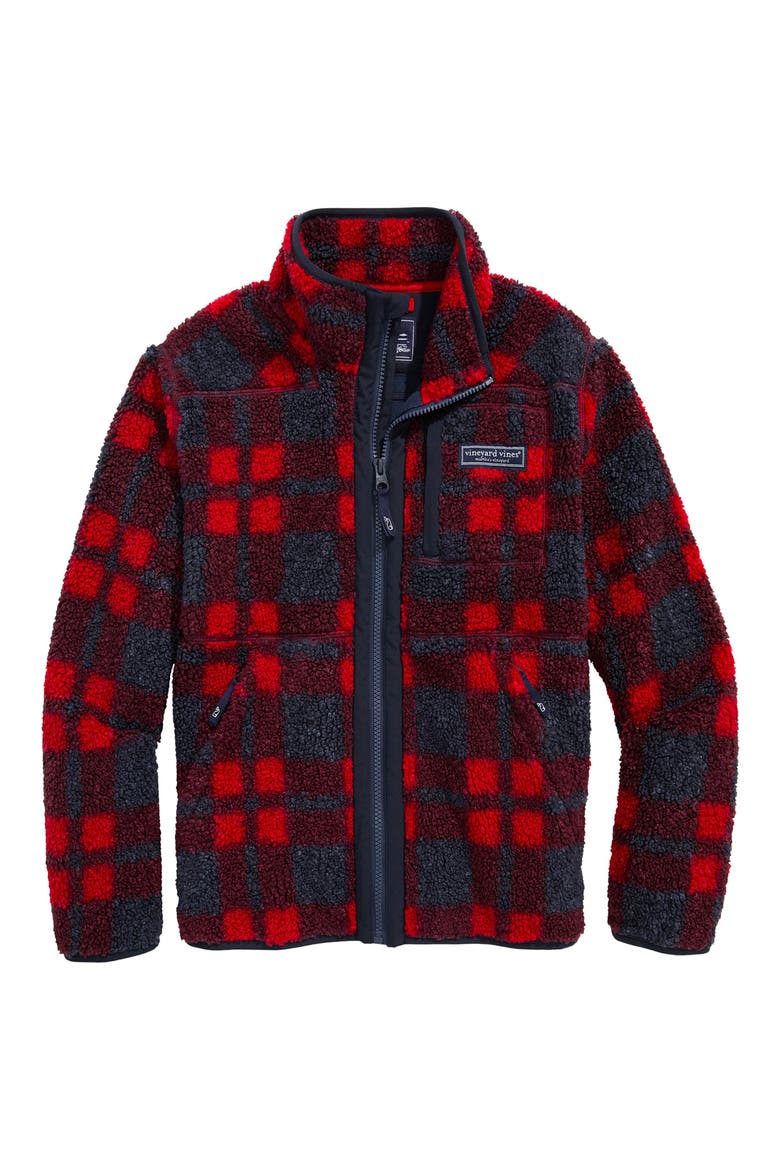 Kids' Plaid Supershep Fleece Zip-Up Jacket, Main, color, RED VELVET