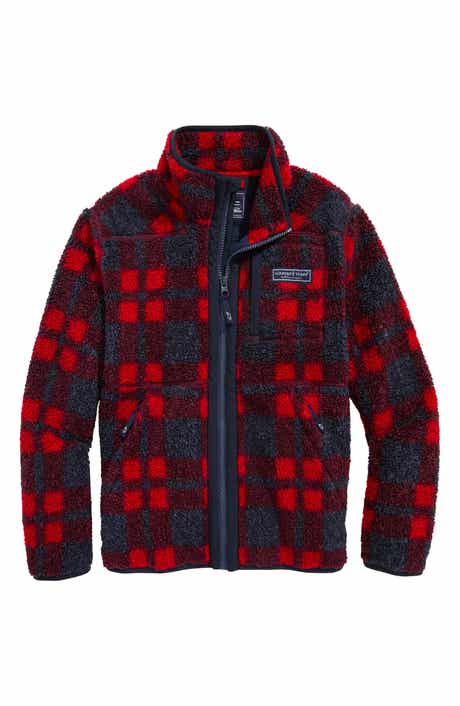 vineyard vines Kids' Plaid Supershep Fleece Zip-Up Jacket