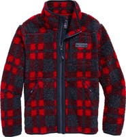 vineyard vines Kids' Plaid Supershep Fleece Zip-Up Jacket