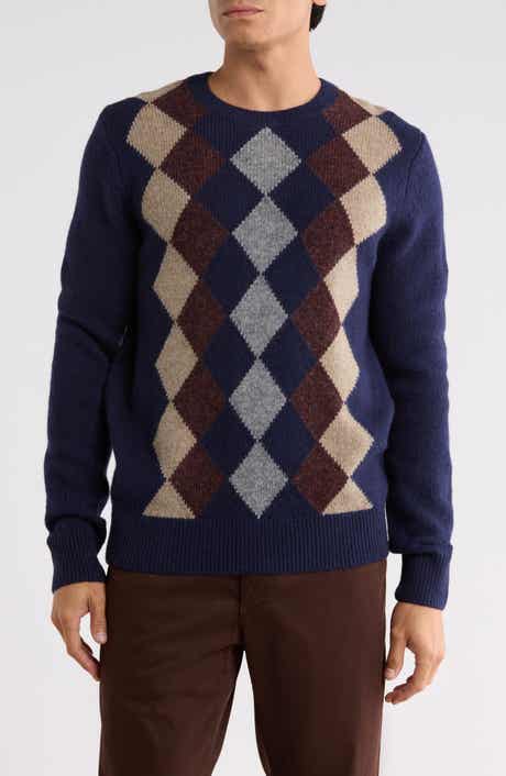 Argyle Crewneck Wool Sweater