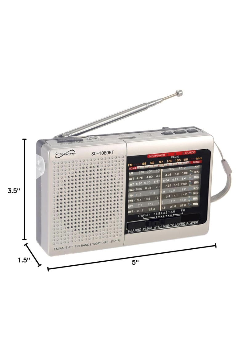 9 Band Radio with Bluetooth, Alternate, color, Silver