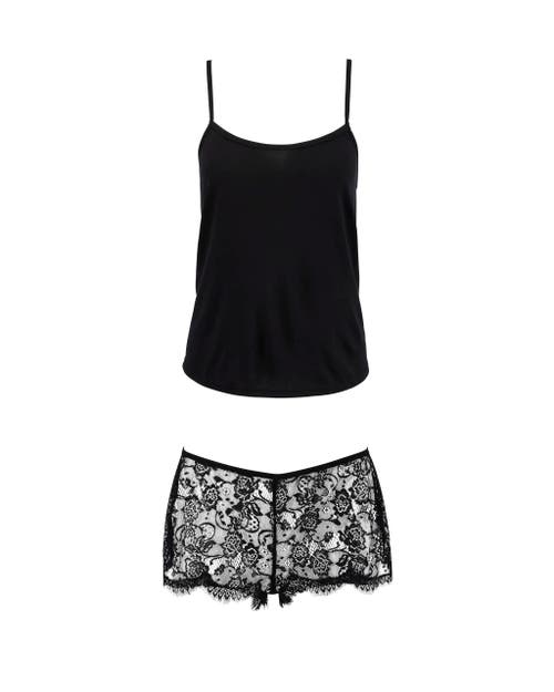 Adore Me Regin Cami & Shorts Set Lingerie In Black