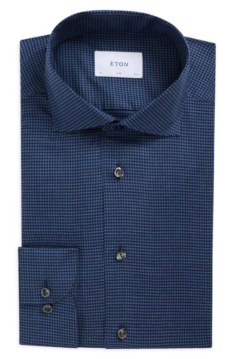 Slim Micro Check Flannel Dress Shirt