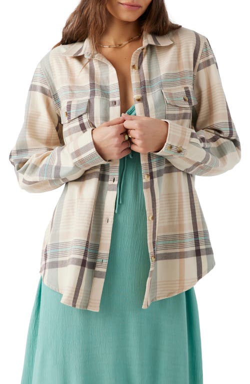 O'Neill Brooks Oversize Flannel Button-Up Shirt in Mother Of Pearl 