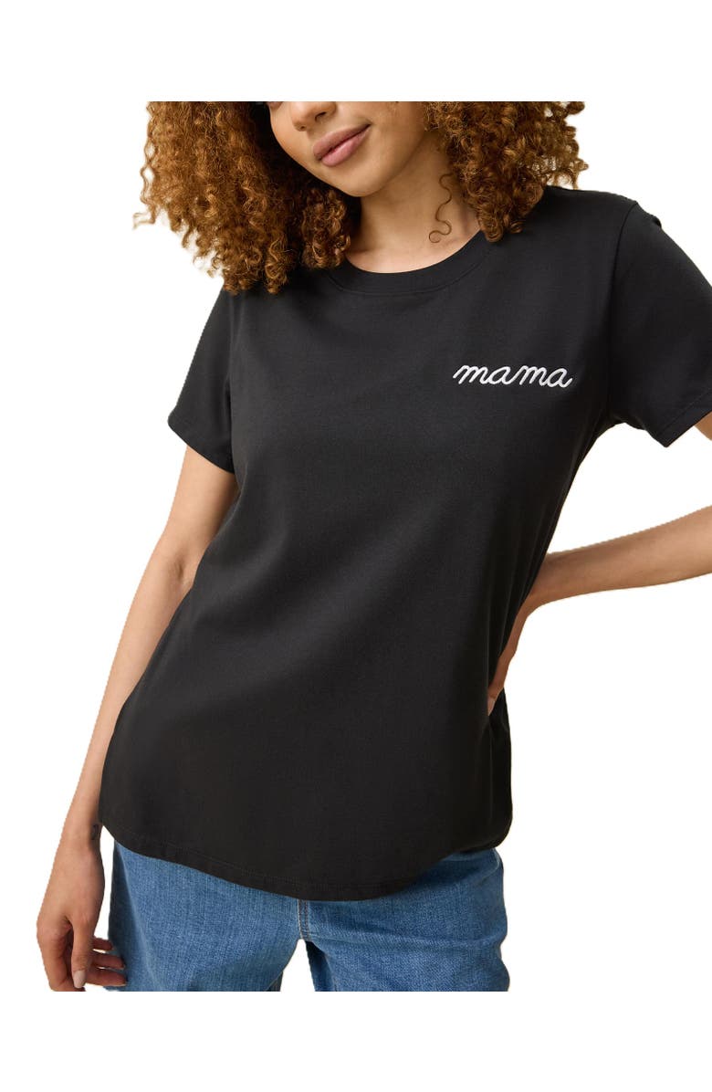 Kindred Bravely Classic Cotton Nursing T-shirt, Main, color, Black Embroidered