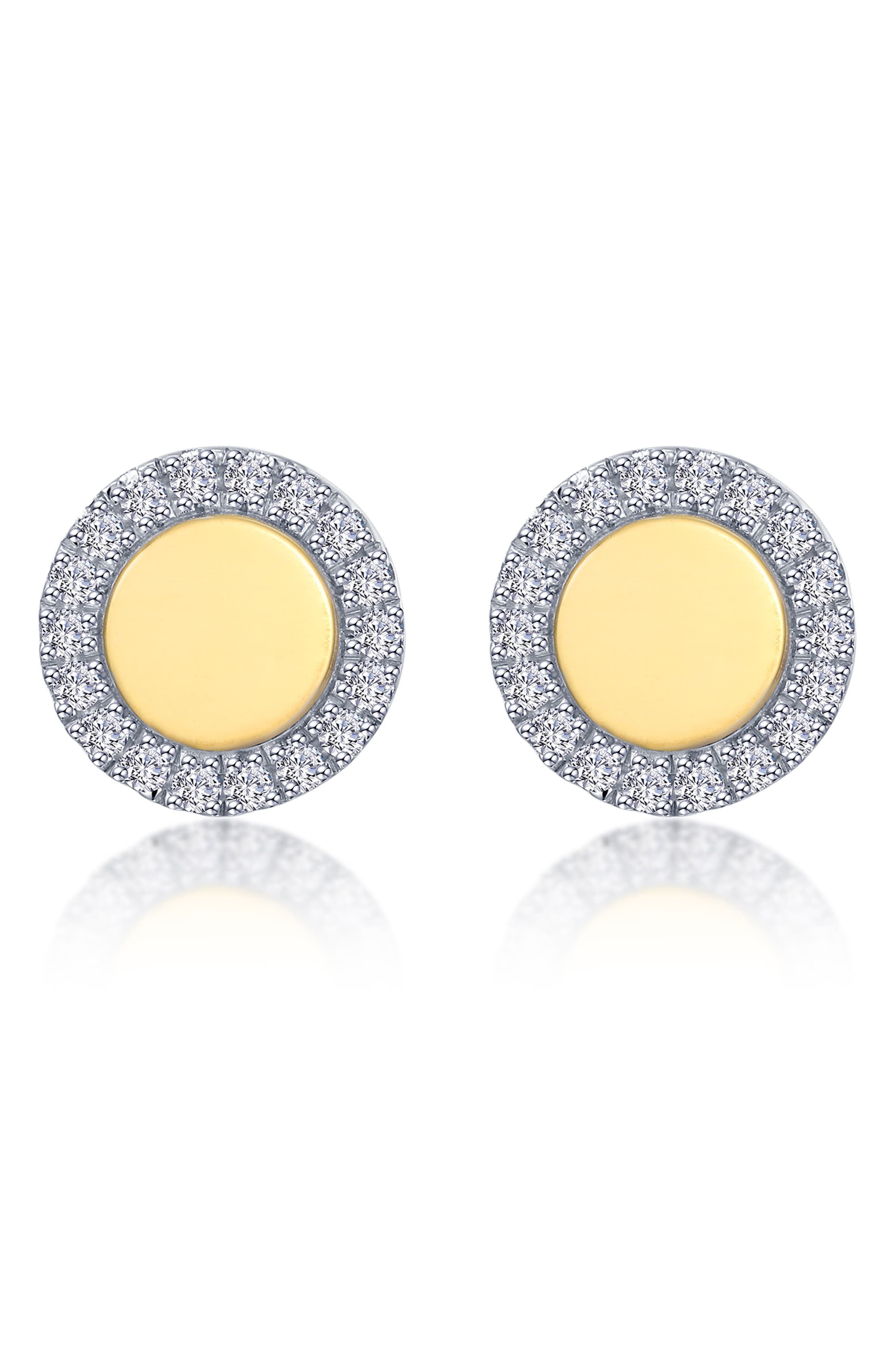 Lafonn Two-Tone Simulated Diamond Button Stud Earrings