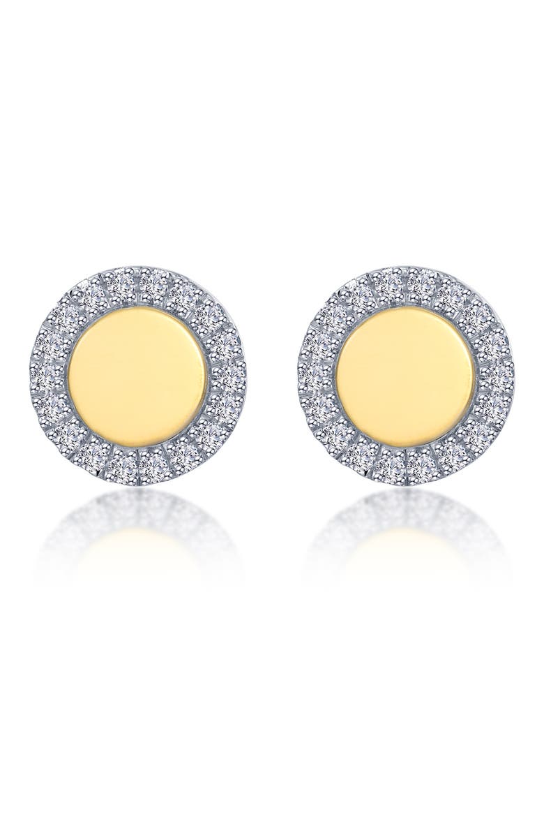 Two-Tone Simulated Diamond Button Stud Earrings, Main, color, WHITE