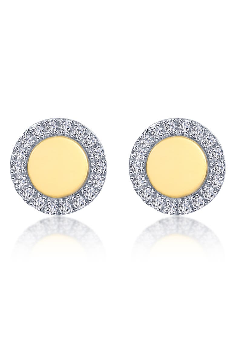 Lafonn Two-Tone Simulated Diamond Button Stud Earrings, Main, color, White