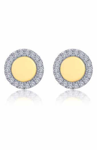 Lafonn Two-Tone Simulated Diamond Button Stud Earrings