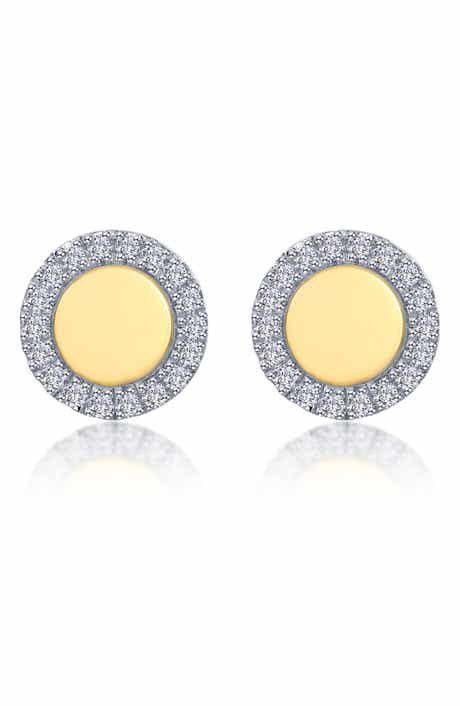 Lafonn Two-Tone Simulated Diamond Button Stud Earrings