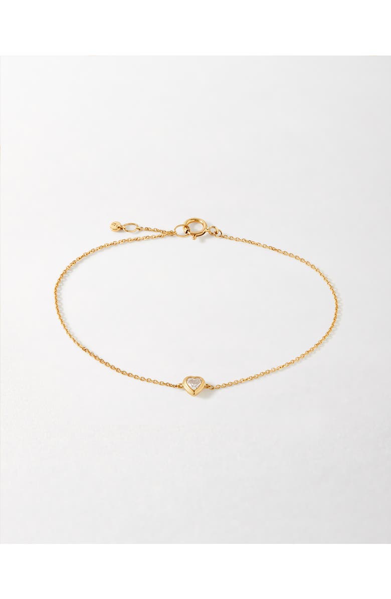 Edge of Ember Solid Gold Heart White Sapphire Bracelet, Main, color, Metallic Gold