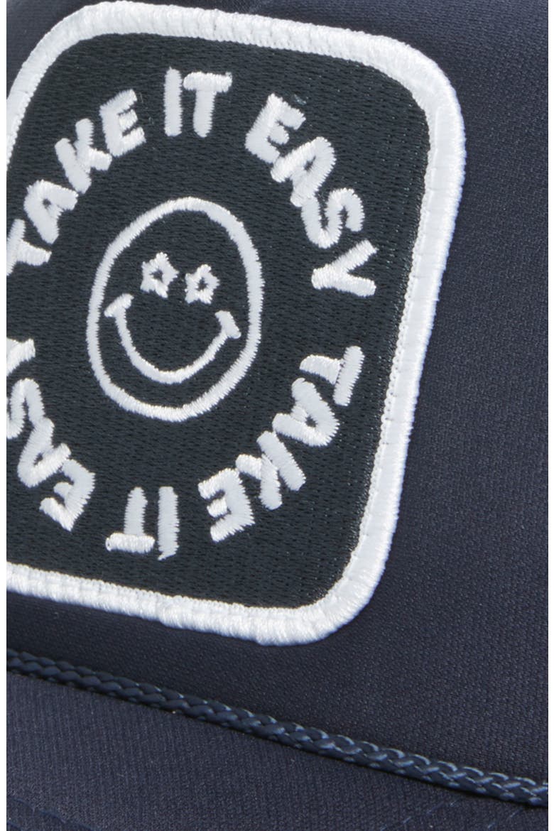 Take it Easy Patch Trucker Hat, Alternate, color, NAVY
