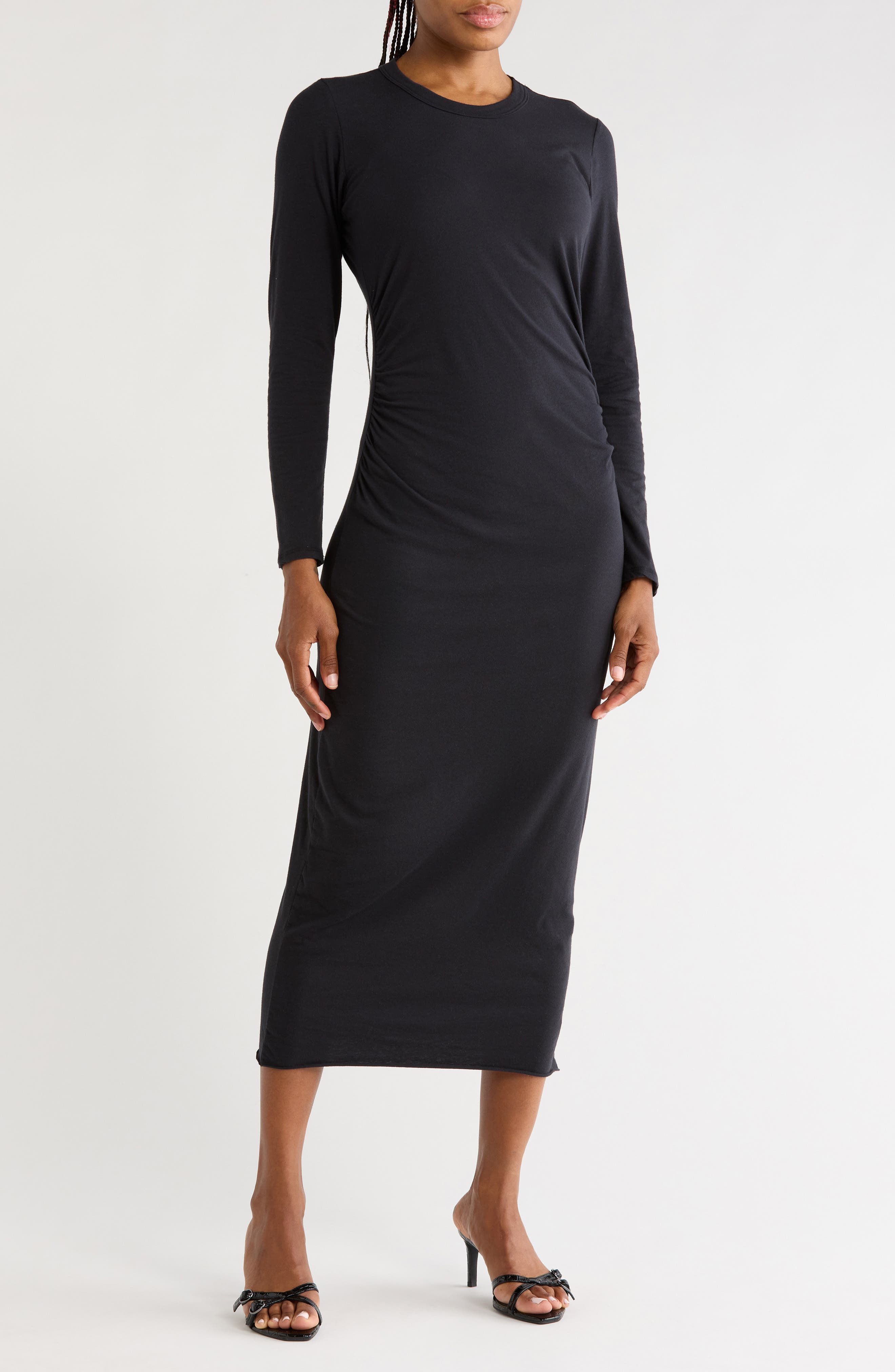 Ruched Long Sleeve Jersey Dress
