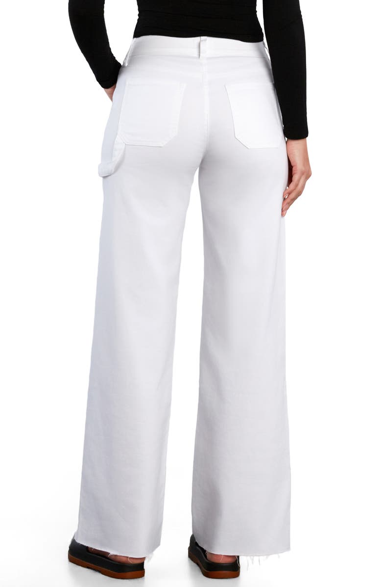 HINT OF BLU Raw Hem Wide Leg Carpenter Jeans, Alternate, color, White