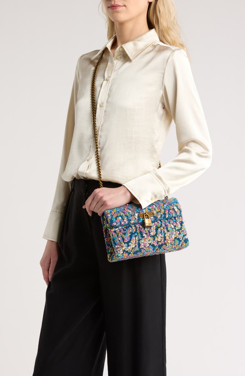 Kurt Geiger London Medium Brixton Sequins Shoulder Bag, Alternate, color, Blue Multi