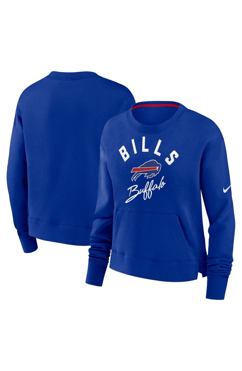 Nike Women's Nike Royal Buffalo Bills High Hip Fleece Pullover Sweatshirt, Alternate, color, 