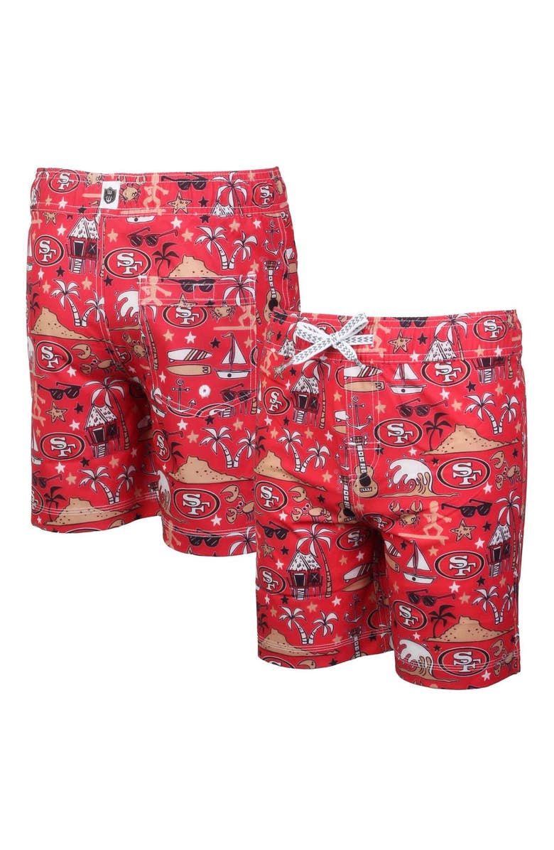 Wes & Willy Youth Wes & Willy Scarlet San Francisco 49ers Luau Swim Trunks, Main, color, Scarlet