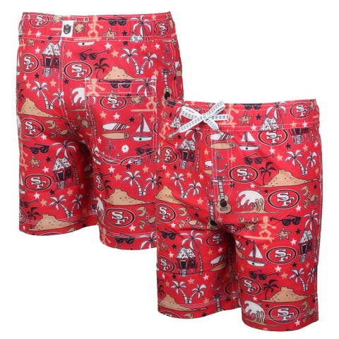 Youth Wes & Willy  Scarlet San Francisco 49ers Luau Swim Trunks