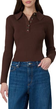 Joe's The Lisa Crop Rib Polo Sweater