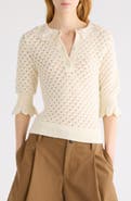 Chloé Pointelle Cotton, Alpaca & Silk Blend Sweater