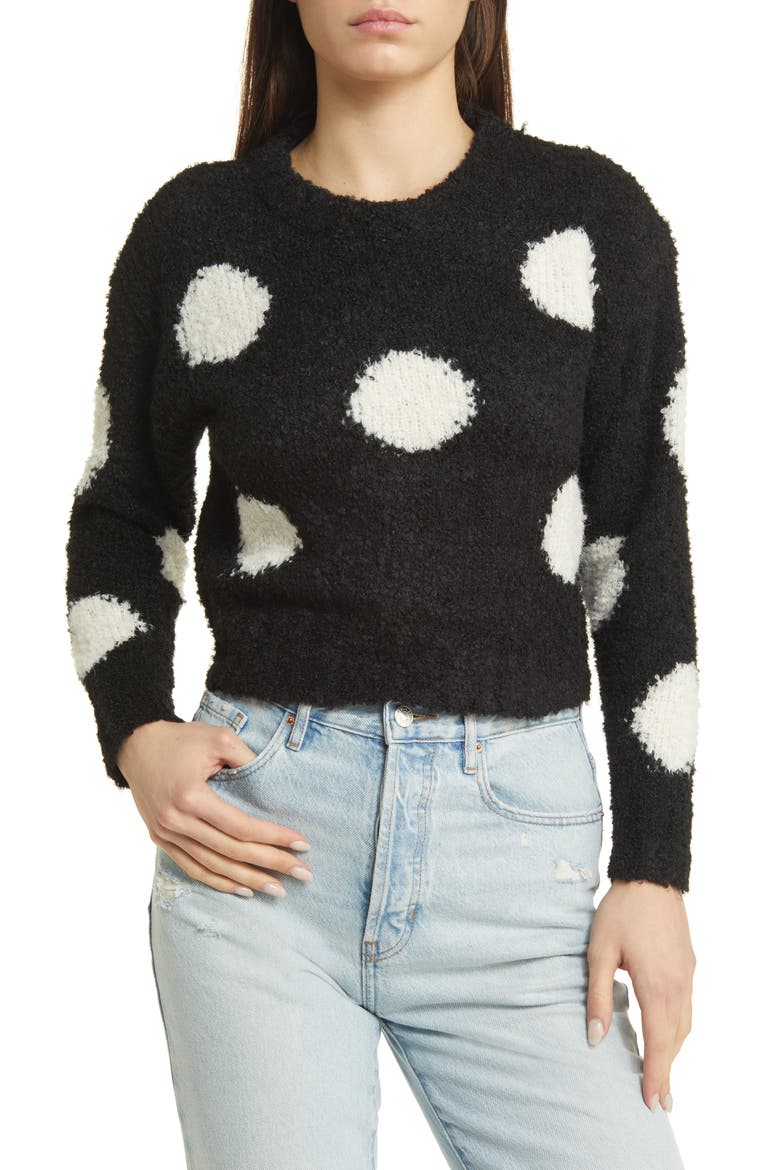 Multi Dots Sweater, Main, color, BLACK WHITE