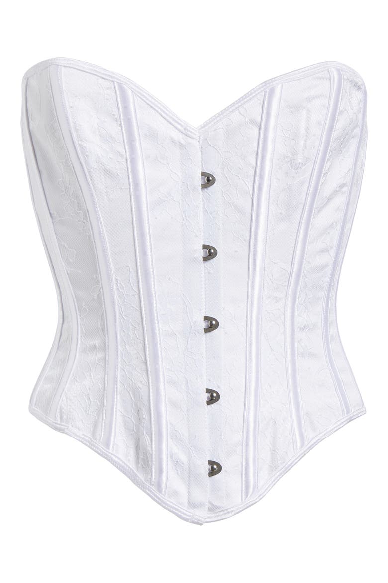 Lace Overlay Corset, Alternate, color, WHITE