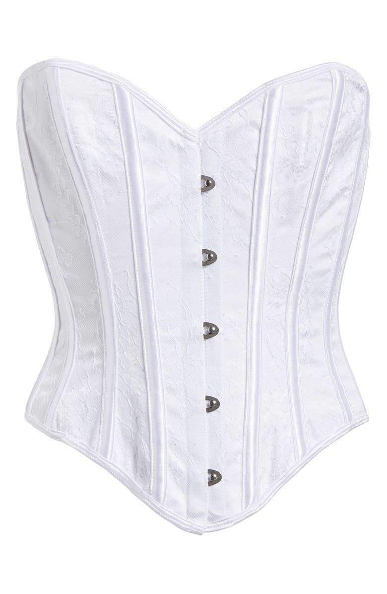 Coquette Lace Overlay Corset, Alternate, color, White