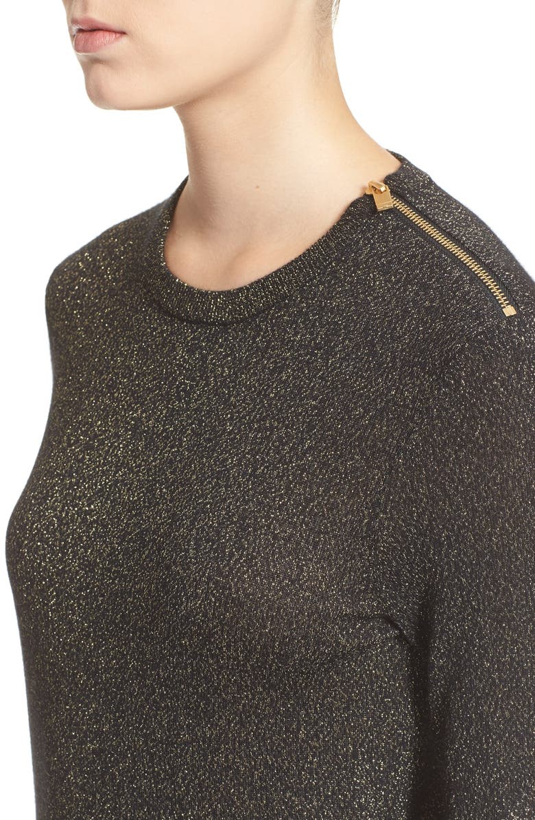 Equipment 'Ondine' Zip Shoulder Metallic Crewneck Sweater, Alternate, color,