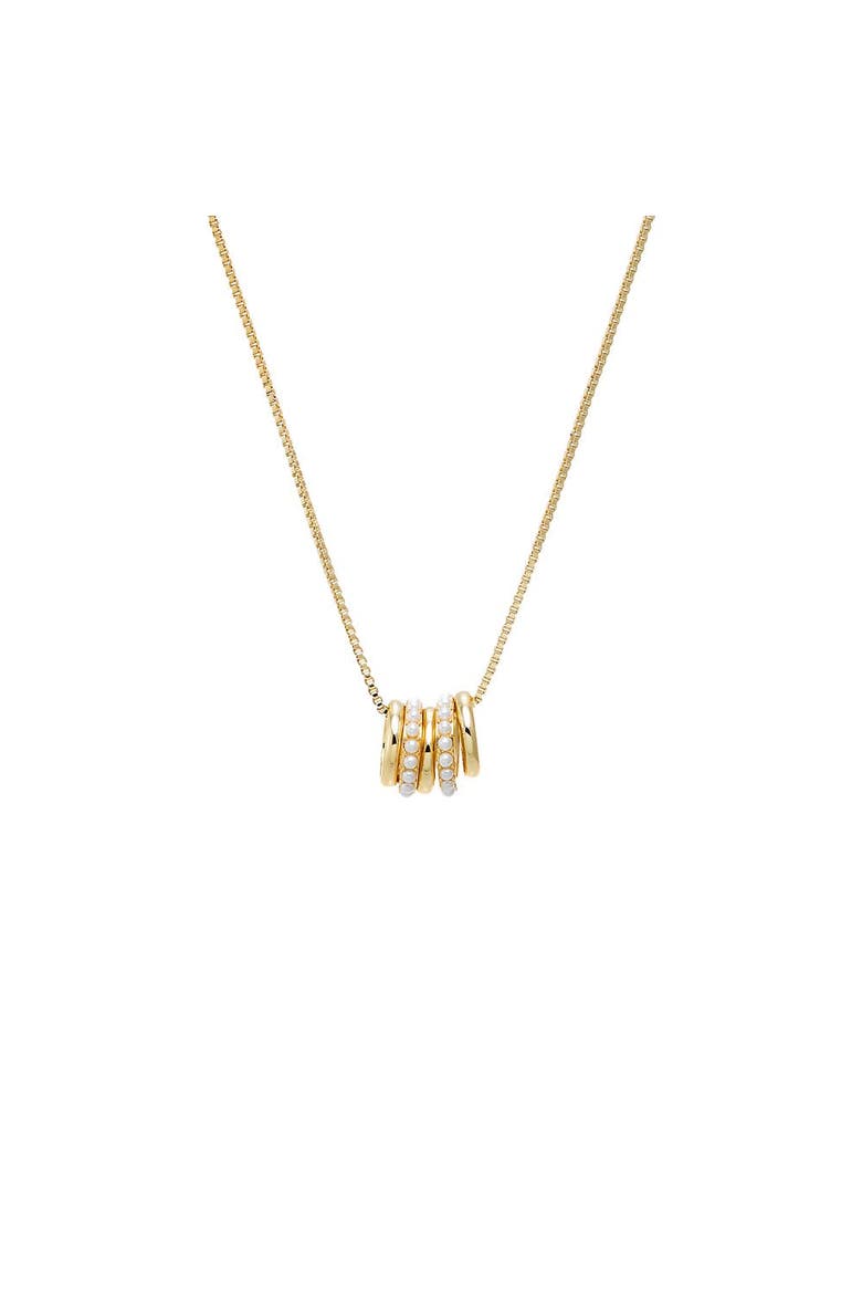 Pearl & Solid Roller Charm Necklace, Main, color, Gold