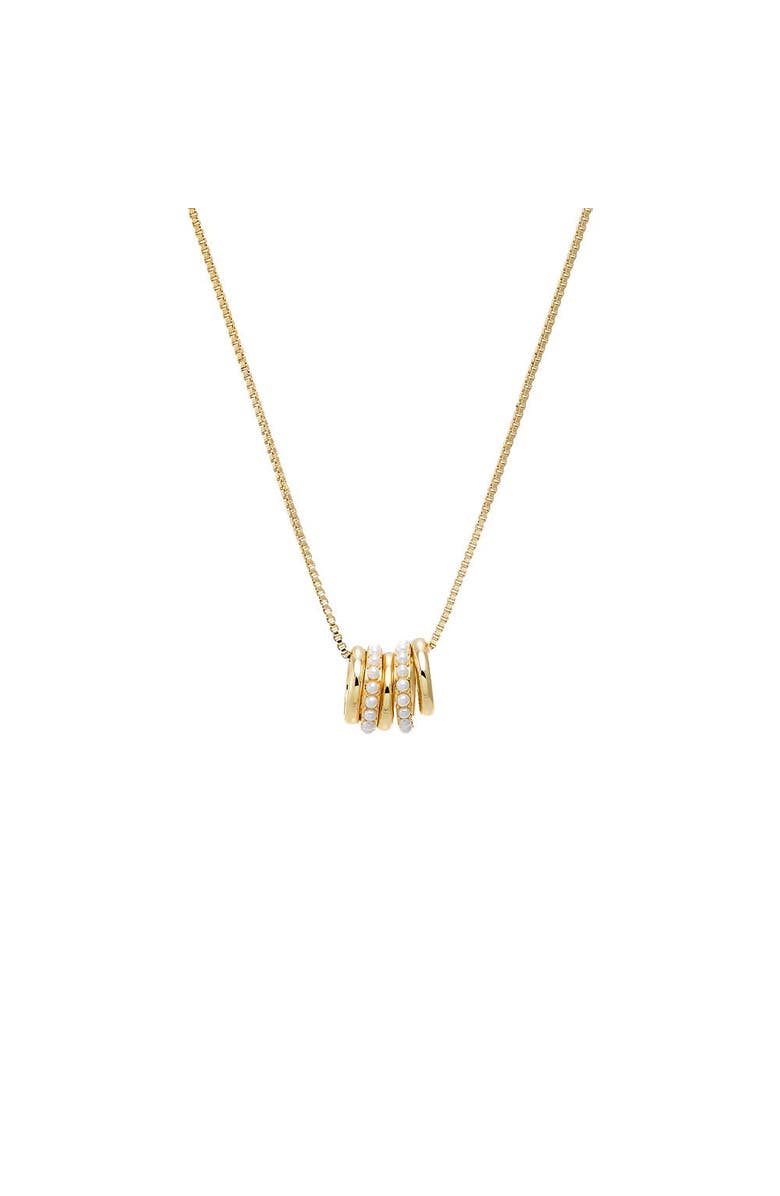 BY ADINA EDEN Pearl & Solid Roller Charm Necklace, Main, color, Gold