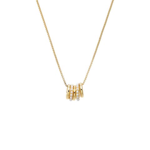 Pearl & Solid Roller Charm Necklace